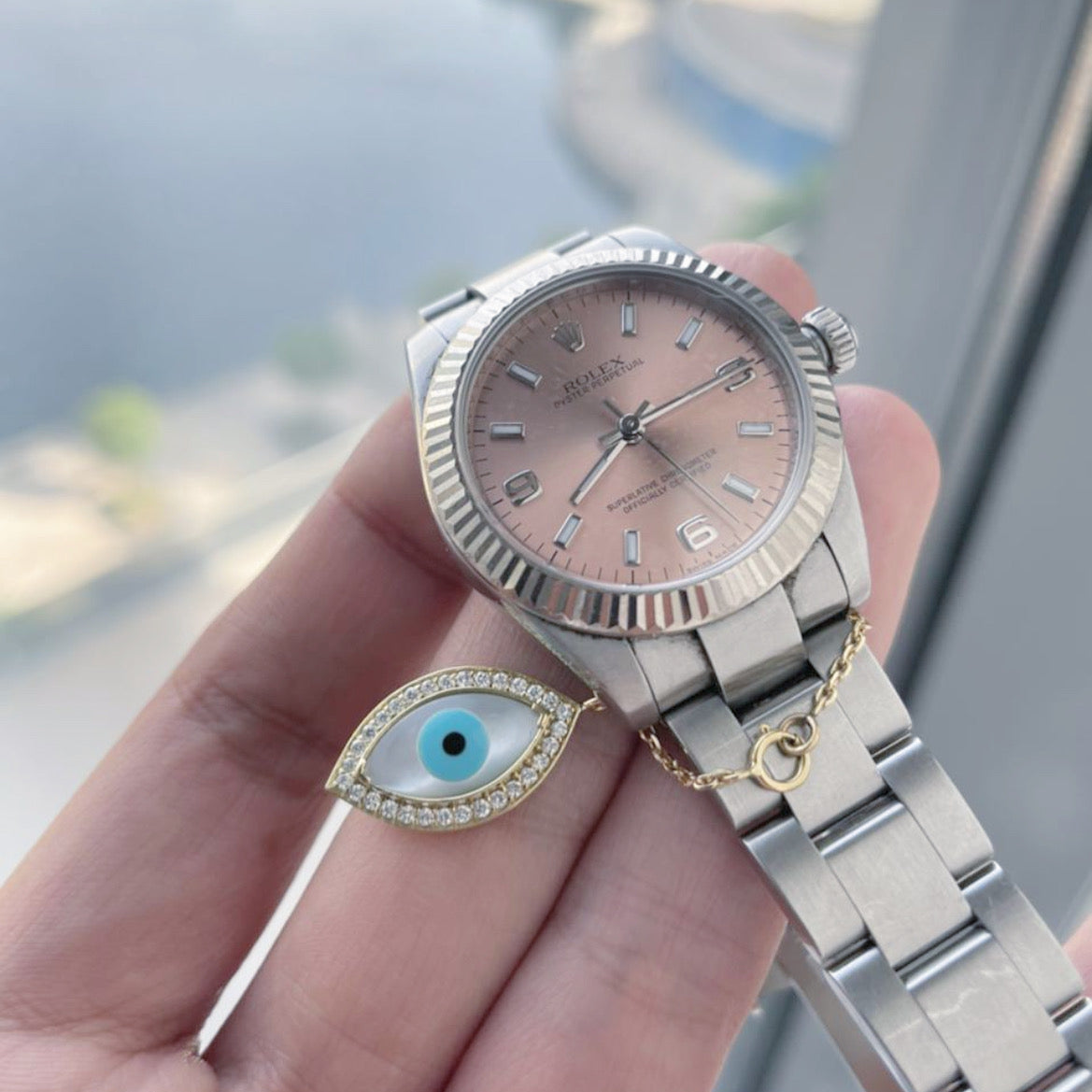 Marquise Evil Eye Watch Charm With Diamonds