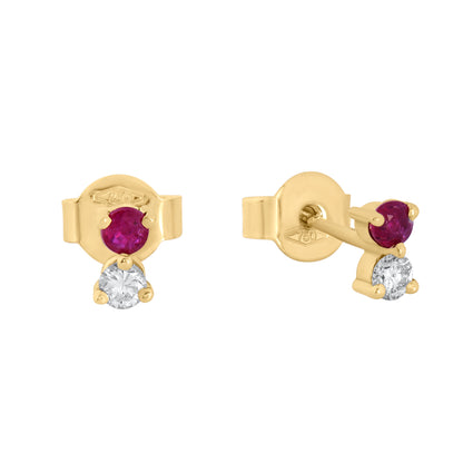 Ruby and Diamond Studs