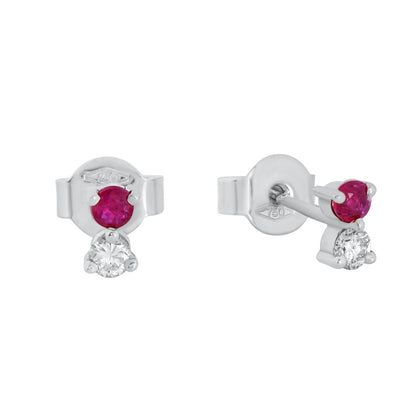 Ruby and Diamond Studs