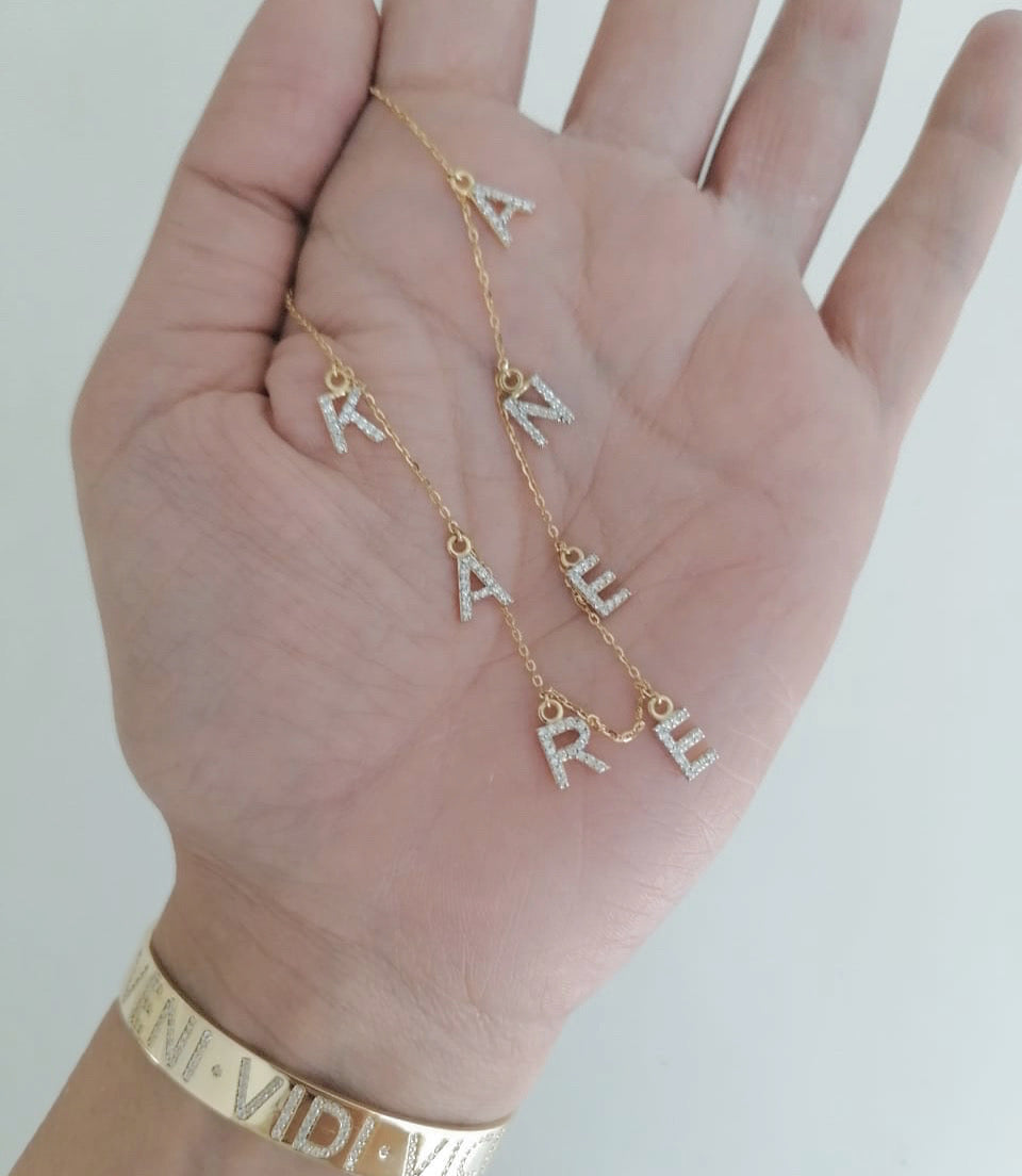 Spaced Diamond Initial Necklace