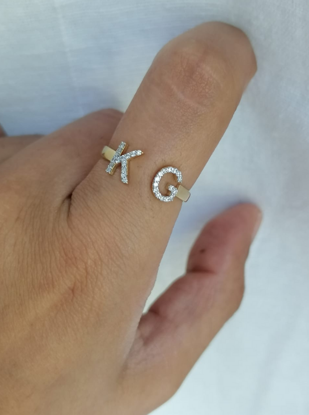 9ct Gold Hallmarked Personalized Handmade Child's Initial ring - ANY TWO  LETTERS | eBay