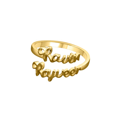 Two Name Script Ring