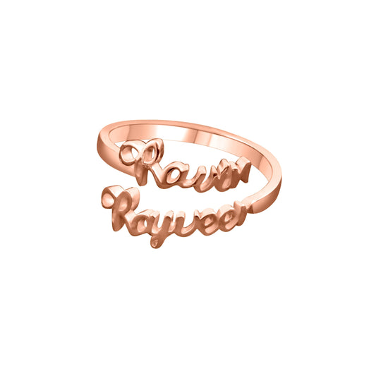 Two Name Script Ring