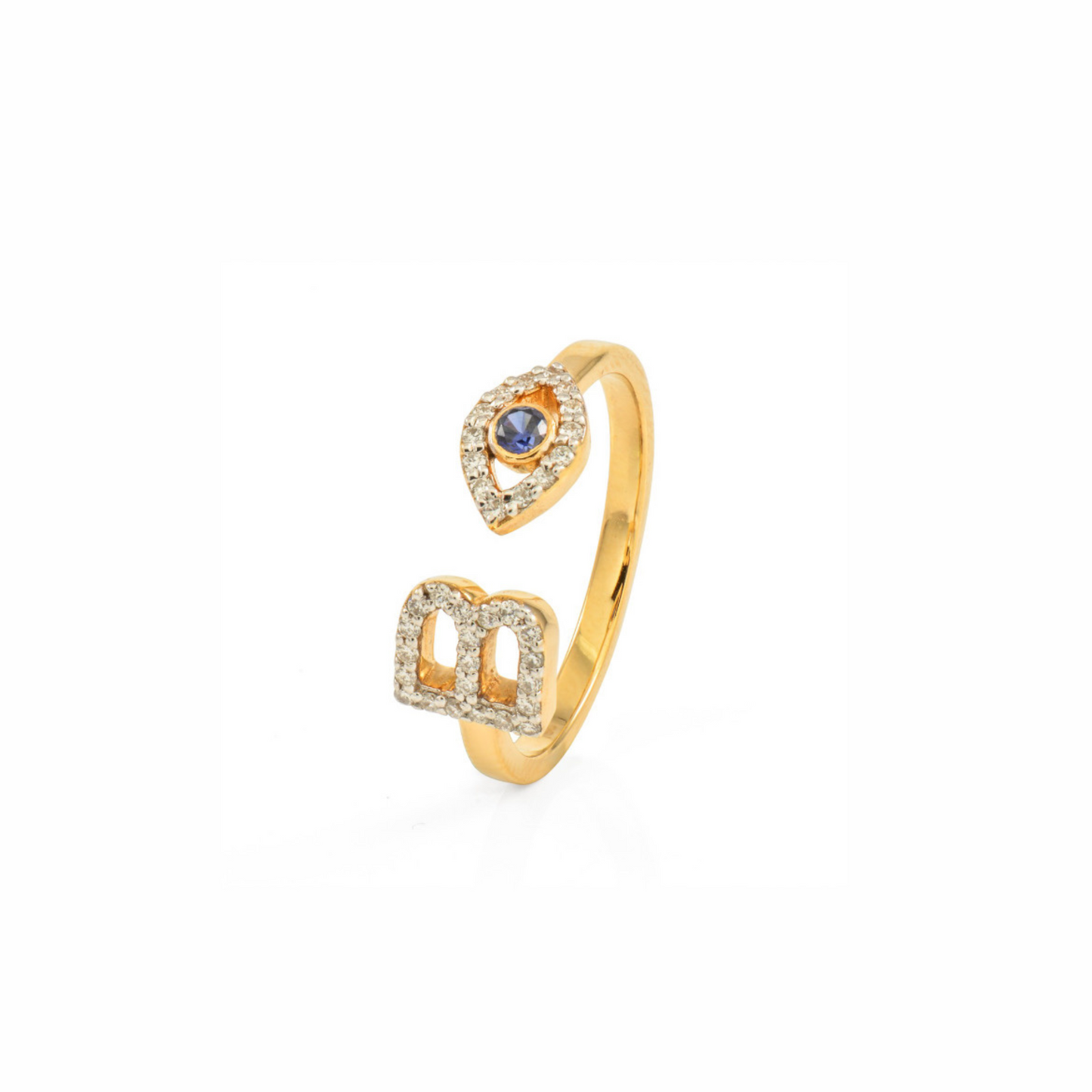 Diamond Initial & Evil Eye Ring