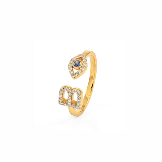 Diamond Initial & Evil Eye Ring