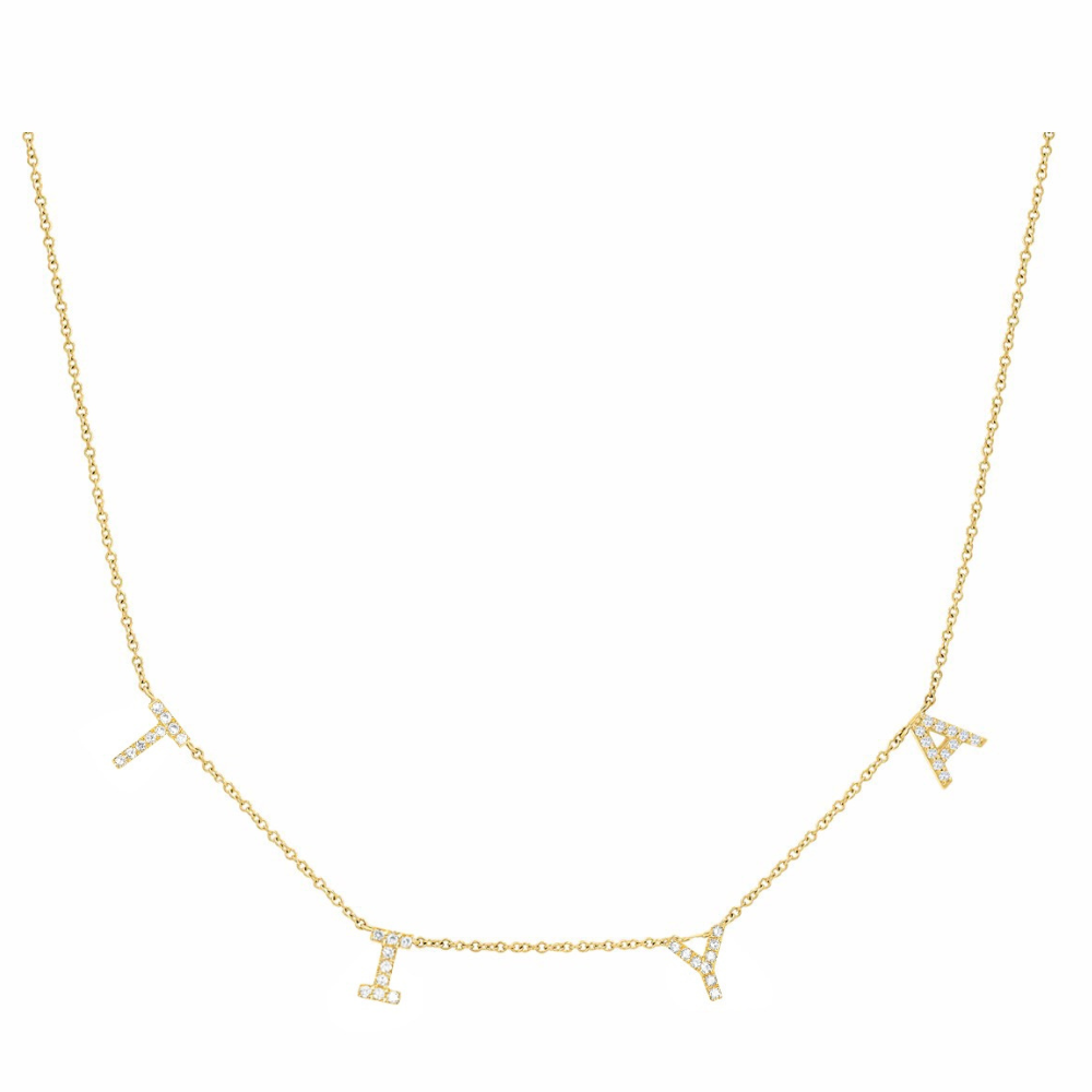 Spaced Diamond Initial Necklace