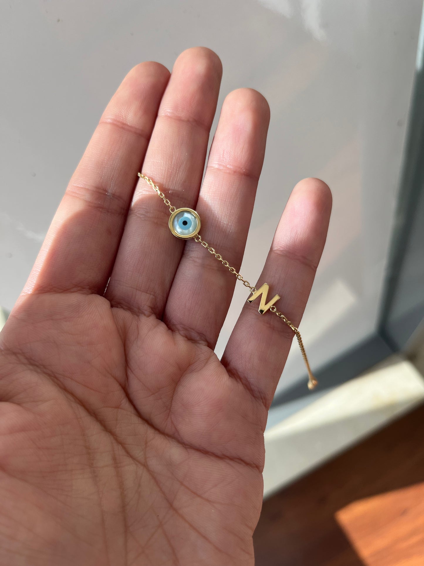 Initial and Evil Eye Bracelet