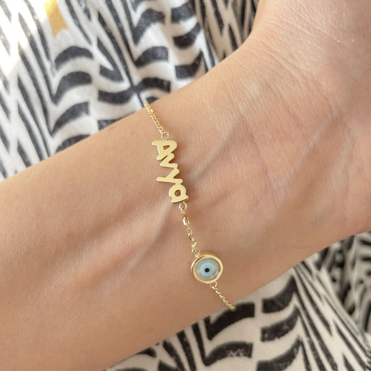 Name Bracelet With an Evil Eye