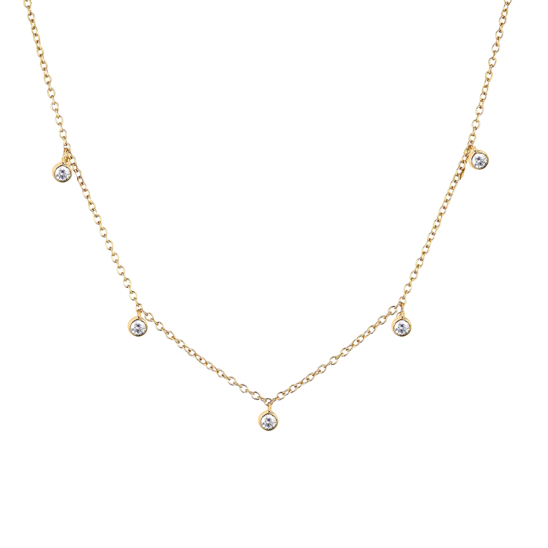 Bezel Diamond Drop Necklace