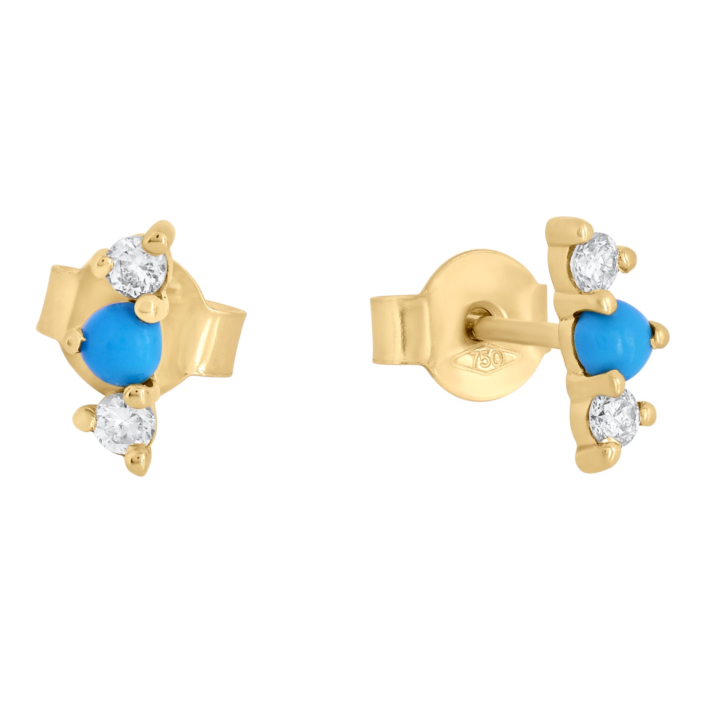 Diamond & Turquoise Trio Stud