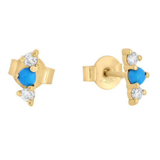Diamond & Turquoise Trio Stud