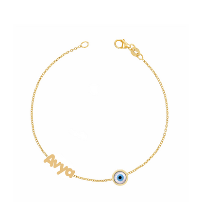 Name Bracelet With an Evil Eye