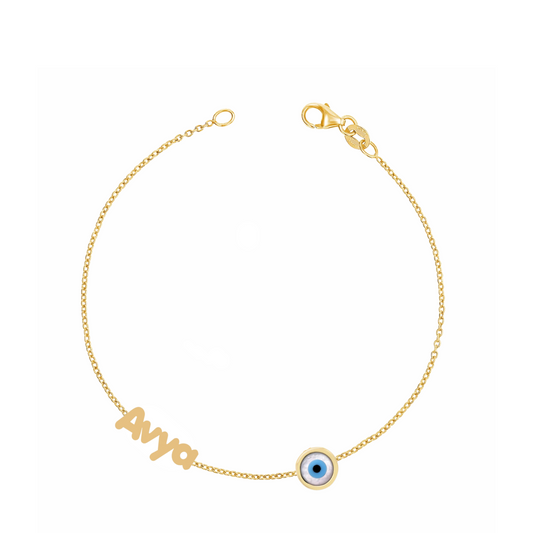Name Bracelet With an Evil Eye