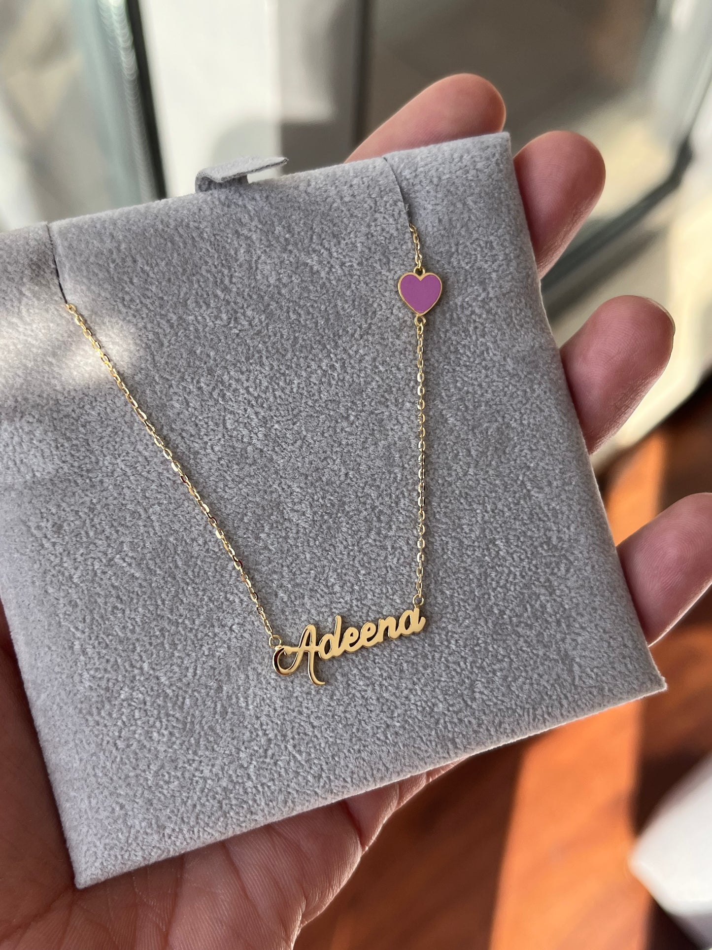 Name Necklace With Enamel Heart