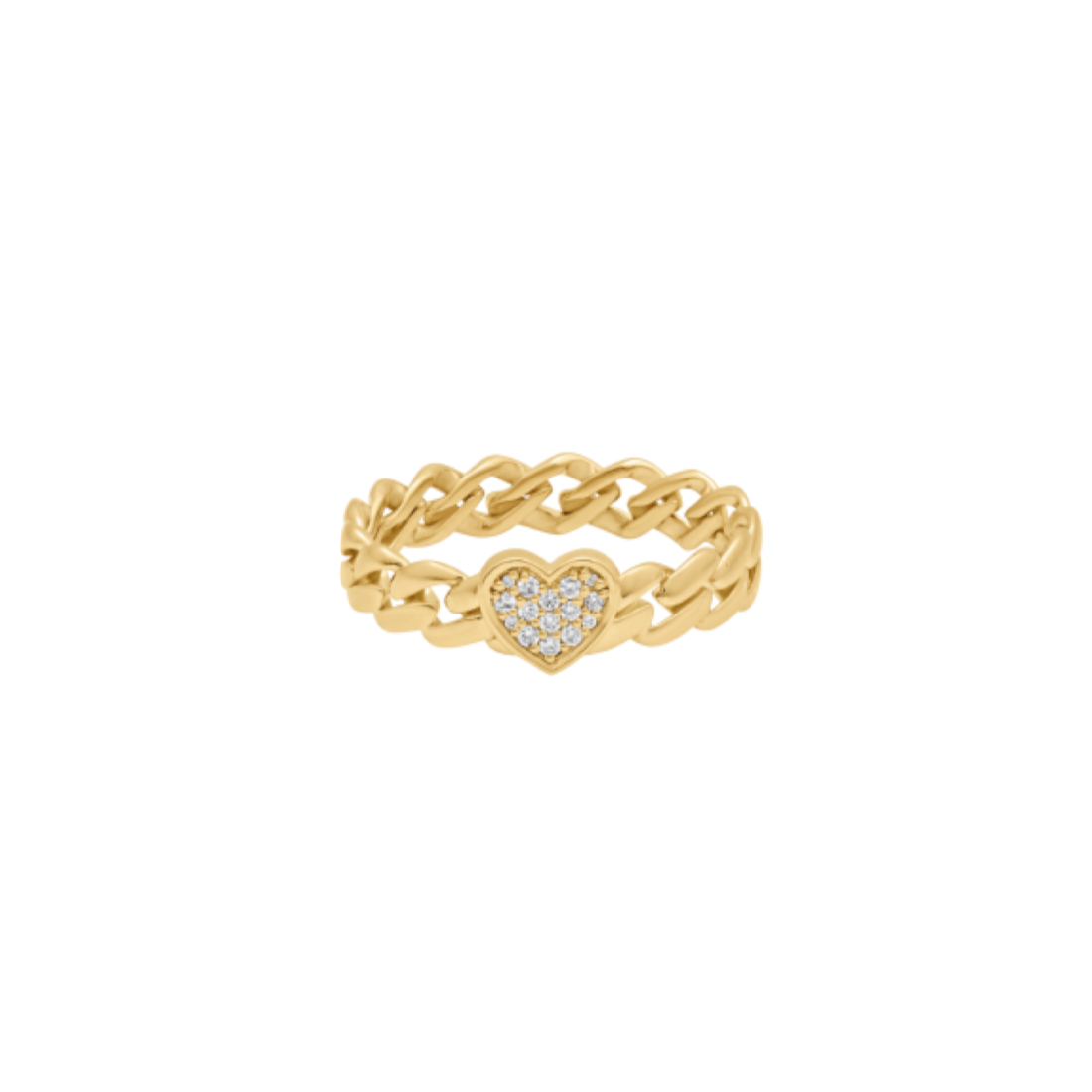 Diamond Heart Cuban Link Ring