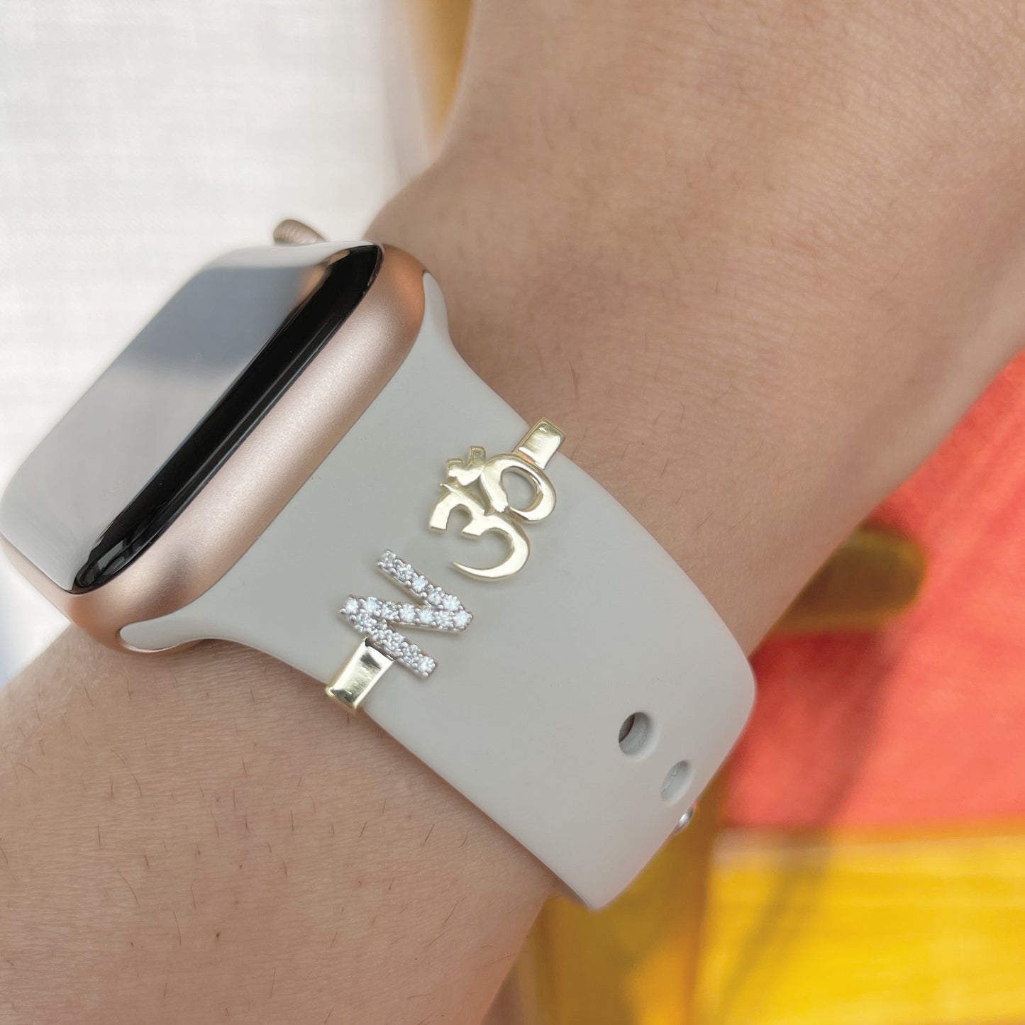 Diamond Initial and Om Charm for Apple