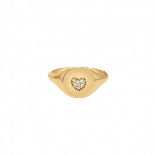 Diamond Heart Signet Ring