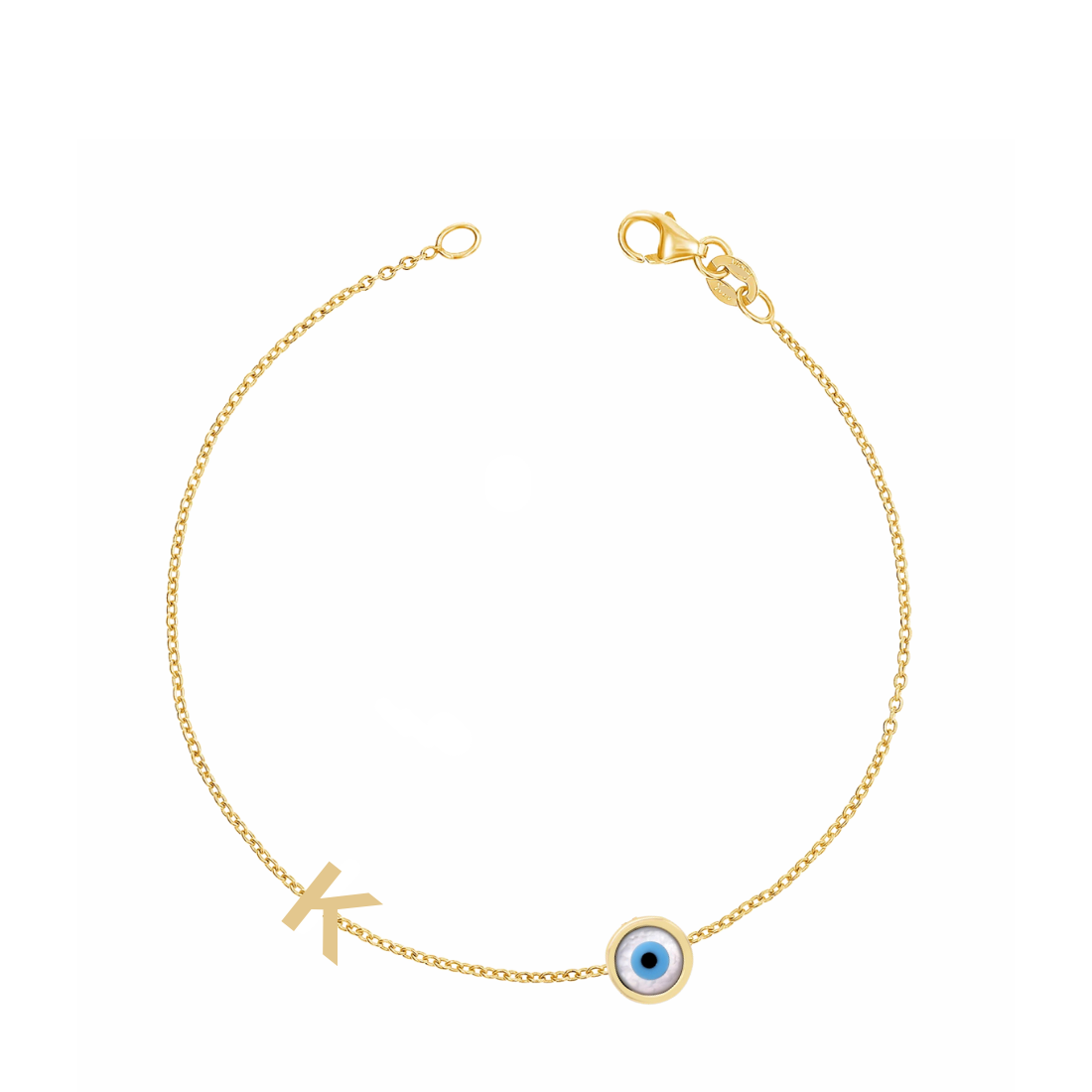 Initial and Evil Eye Bracelet