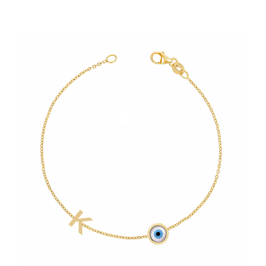 Initial and Evil Eye Bracelet