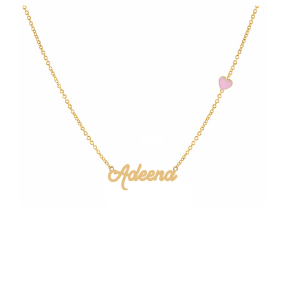Name Necklace With Enamel Heart