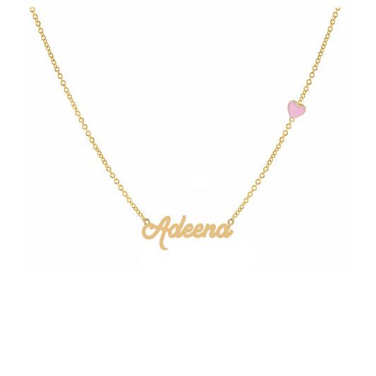 Name Necklace With Enamel Heart